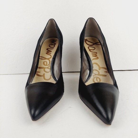 Sam Edelman Desiree Calf  Hair Black Leather Pointed Toe Pumps, Women's Size 9 M - Picture 7 of 12